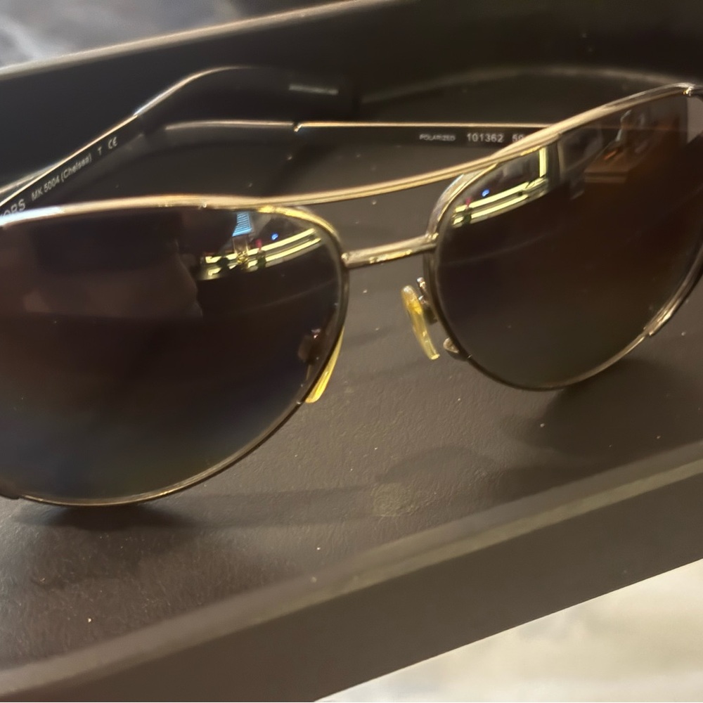 Michael Kors Aviator Sunglasses in Black and Gold - Picture 2 of 5